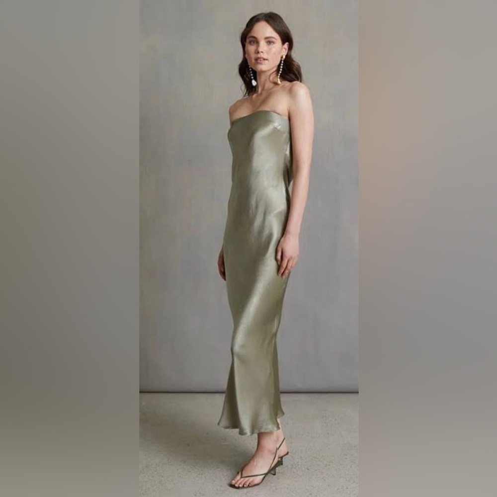 BEC + BRIDGE MOON DANCE strapless dress sage - Picture 6 of 7